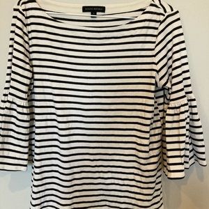 Bell sleeve stripe top